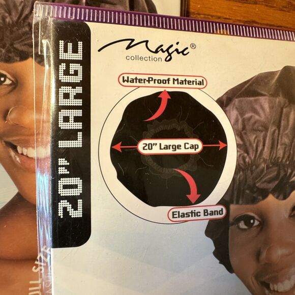 SHOWER CAP WaterProof Premium Elastic With Band Perfect Fit Black Sz L lot of 3 - Picture 4 of 6